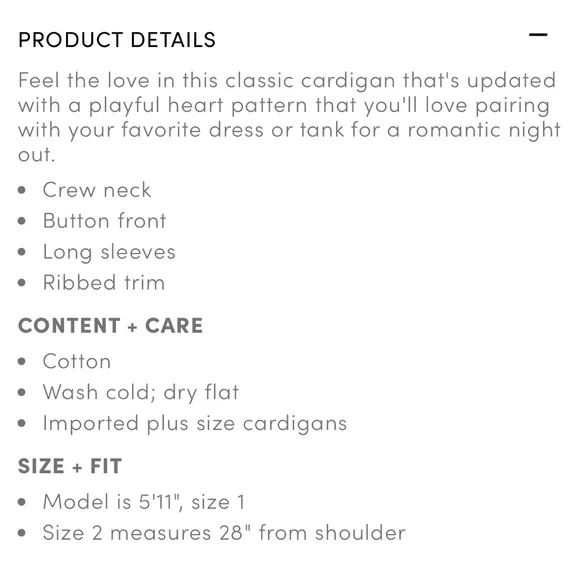 Torrid Cream Cardigan with Red Heart Pattern - Picture 5 of 5